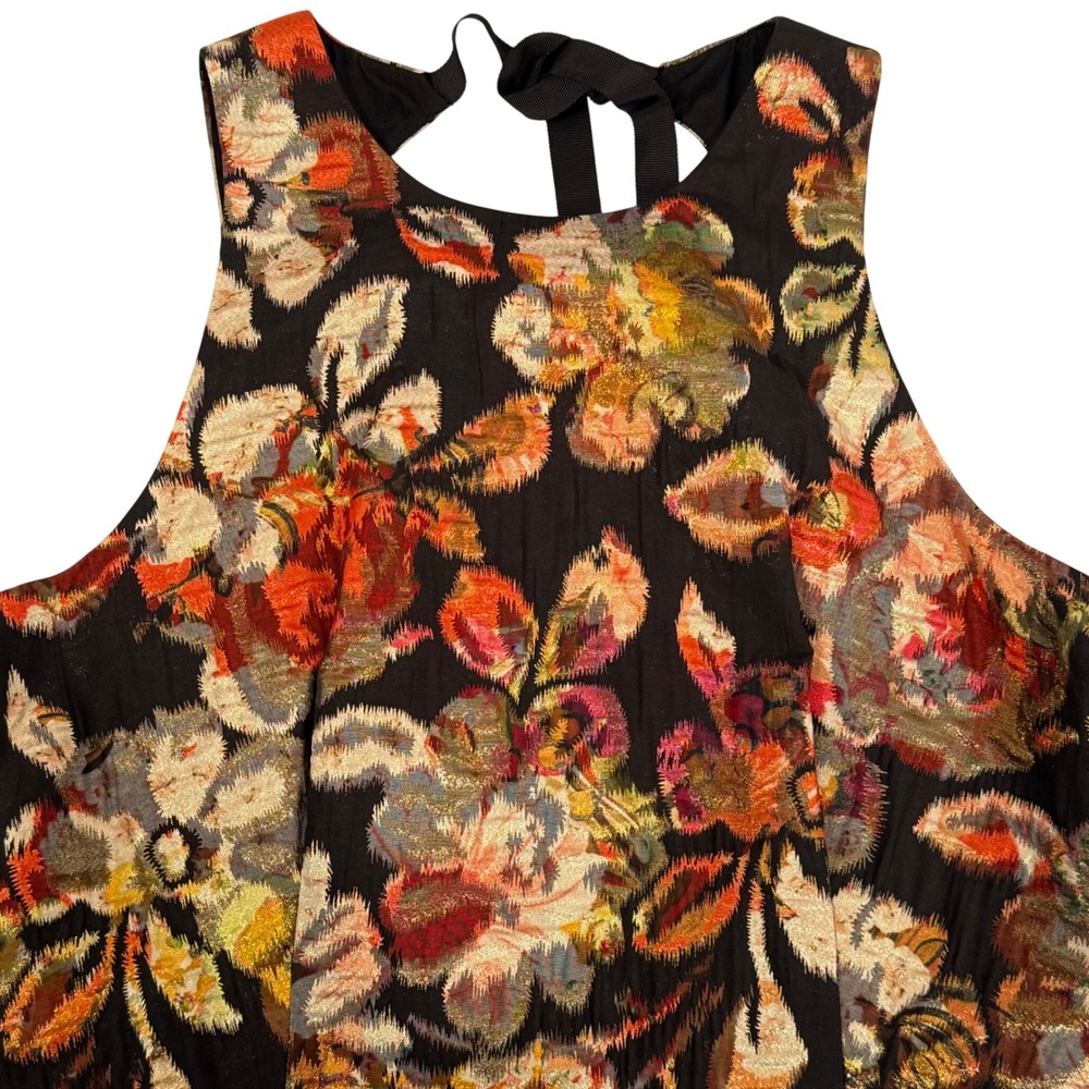 Leifsdottir Anthropologie Adelita Floral Brocade Metallic Dress Womens‎ 12